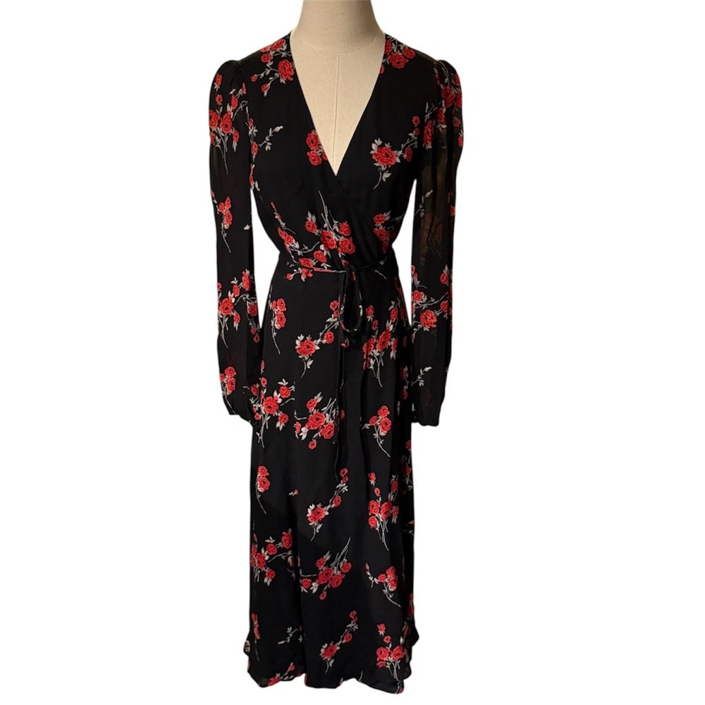 Y2K Reformation Floral Long Sleeve Midi Wrap Dress XS